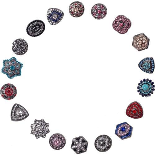 Ginger Snap Jewelry Mixed Crystal Snap Button Fits Snap Bracelet Delicate Multicolor 18mm MDB18-233
