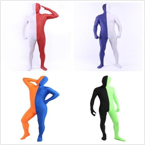 Two color matching Lycra zentai suits costumes