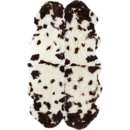 Quarto Sheepskin Pelt Rug 4P 120*200cm in natural brown leopard printed pattern, decoration fur floor mat