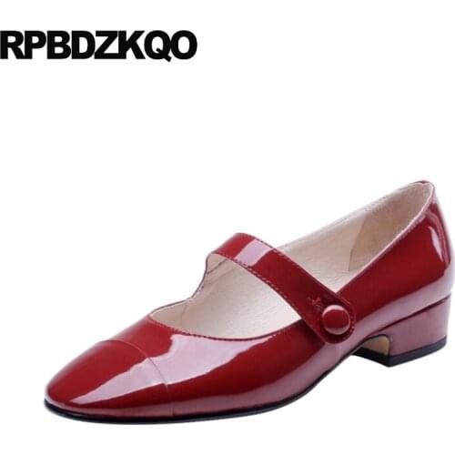 Red wine genuine leather chinese low heel black ladies women round toe mary jane comfortable designer shoes china 2019 patent