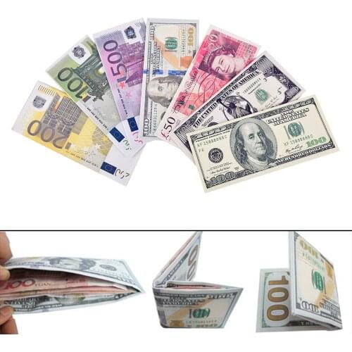 Creative Chic Money Clip Wallet Men for Money and Cards Currency Pattern Dollar Euro Pound Canvas Money Clips Unisex Purse