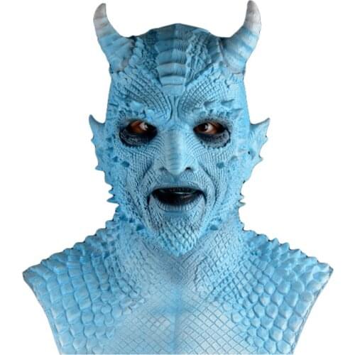 Blue Demon Horror Lord Diablo Mask Cosplay Boss Belial Latex Masks Gloves Halloween Carnival Party Costume Props