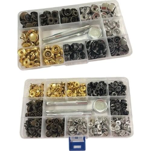 60/100 Sets Leather Snap Buttons Fasterners Kit with 4 Setting Repair Tools Metal Press Studs for Clothes Jacket Jeans