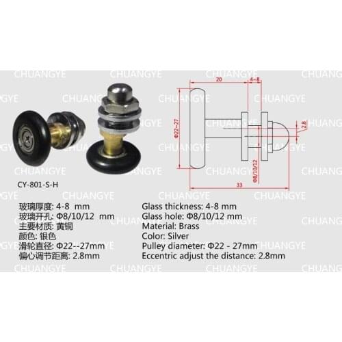 Set of 8 Pcs Partiality Shower Door ROLLERS /Runners/Wheels/Pulleys 25mm Diameter bathroom Replacement Parts
