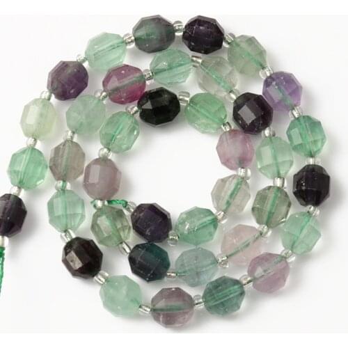 Natural Stone 8mm Faceted Colorful Fluorite Loose Spacer Beads For Jewelry Making DIY Handmade Bracelets 15'Strands