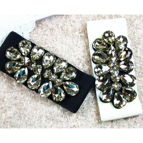 New Summer Handmade Quality Elegance Glass Crystal Decorative Ms. Luxury Girdle,women Belt,black/white