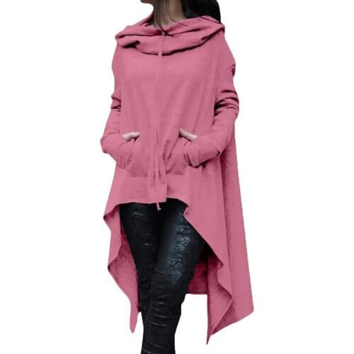Autumn Long Hoodie Solid Color Hooded Elegant Sweatshirt Plus Size vetement femme 2021 Hoodies Women Casual Wear Streetwear