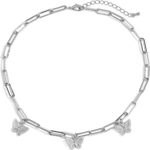 HECHENG ,Gold Chain Butterfly Pendent Choker Necklace,For Women and Girl,Statement Collares Bohemian Beach Jewelry