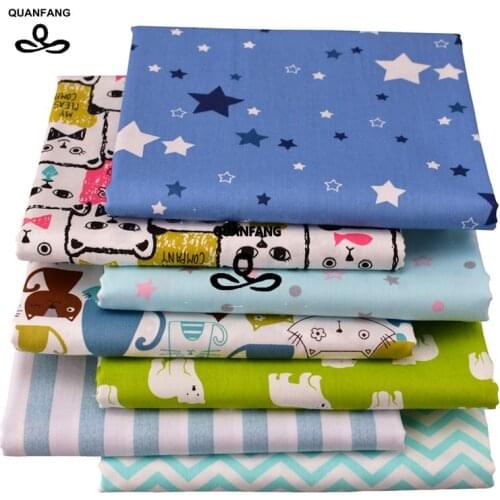 QUANFANG Cartoon series Printed Twill Cotton Fabric For Patchwork DIY,Sewing Quilting Material Baby Doll Cloths materials20X25c