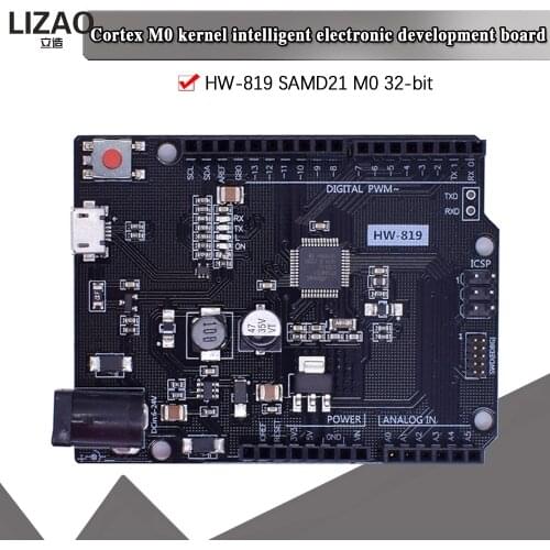 SAMD21 M0. 32-bit ARM Cortex M0 core. Compatible for Arduino Zero Development board