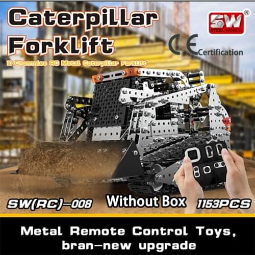 DIY Stainless Steel Assembled SW (RC) 008 Tracked Forklift 2.4G Remote Control 10 Channels Puzzle Building Block Toy