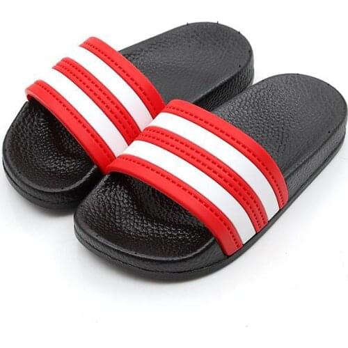 Summer Kids Slippers Boys Girls Home Sandals Outdoor Striped Beach Shoes Children Indoor Non-slip Parent House Casual Flip Flop