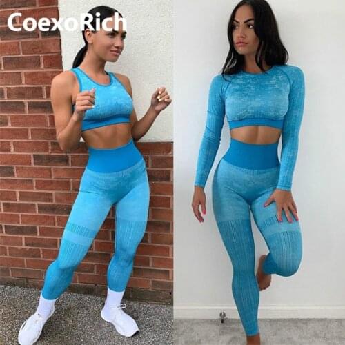 Sport Bra Set Tracksuit Women Fitness Gym Clothing Seamless Yoga Suit Camo Crop Tank Top Running Leggings Workout Sportswear