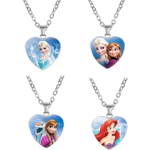 Cute Cartoon Figure Them Birthday Party Supplies Baby Girls Shower Gift Frozen Aisha Princess Love pendant Necklace Party Decors