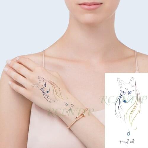 Waterproof Temporary Tattoo Sticker Fox Animal Line Drawing Design Flash Tatoo Fake Tatto Hand Leg Arm for Kids Men Women