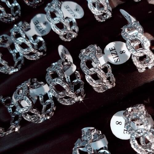 High quality AAA white zircon ring European and American atmosphere temperament womens 925 silver wedding super flash ring