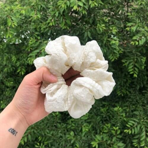 AOMU 2021 Trend Vintage White Lace Embroidered Flower Hair Tie Sweet Translucent Elastic Headband for Women Party Accessories