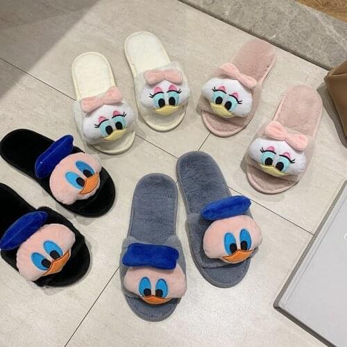 New Fashion Winter Slippers Faux Fur Duck Animal Women Slippers Warm Shoes Woman Flip Flops Fur Slippers Female Slides Plus Size