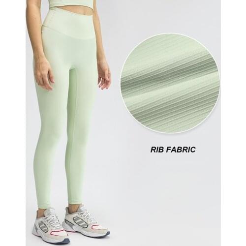 Rib Womens High Waist Sports Pants Stretch Nylon Tummy Control Gym Leggings 7/8 Length Slimming Fitness Running Push Up Pants