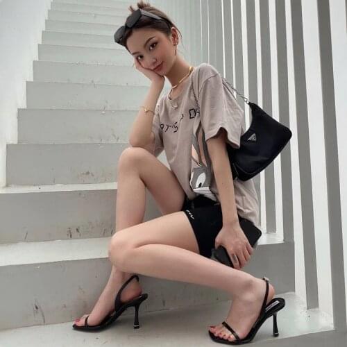 Womens shoes sandals 2021 new fashion high-heeled stiletto open-toed rhinestone letters with cat heel womens shoes