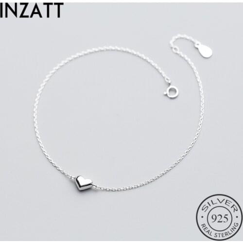 INZATT Minimalist Romantic Shiny Heart Bracelet For Fashion Women Pretty Jewelry 925 Sterling Silver Classic Accessories Gift