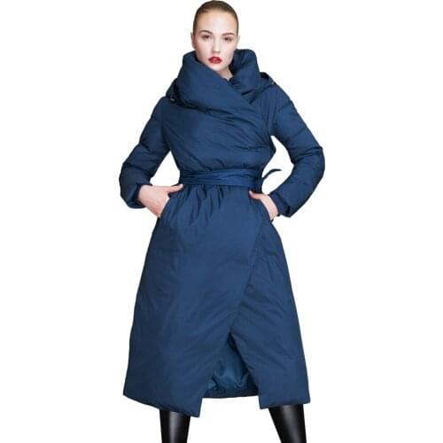 2020 New Winter Thick Long White Duck Down Big Collar Hooded Women Warm Coat Casaco Feminino Parkas