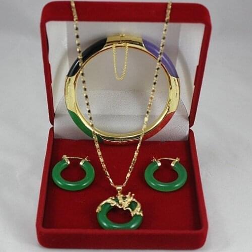 Womens Wedding Wonderful Multicolor gem Circle Dragon Pendants Necklace Earring Bracelet 033 5.27 -new-jewelry
