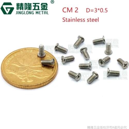100pcs/lot Thin head phillips screw laptop screws M2*3 head diameter 3mm CM2 computer repair screw stainless steel 304
