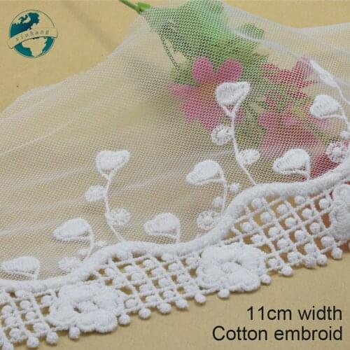 3yards 11cm Cotton embroid lace sewing ribbon guipure lace african lace fabric trim warp knitting DIY Garment Accessories#2974