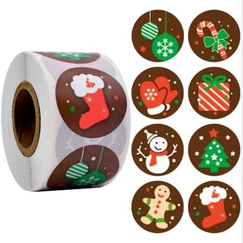 500PCS Merry Christmas Gifts Box Scrapbooking Stickers Candy Bag Packaging Sealing Sticker Adhesive Label Decoration Supplies