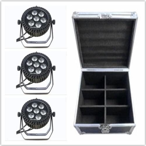 6pcs with flightcase 7pcs * 15w rgbwa 5in1 dmx slim flat led outdoor par stage lighting rgbaw silent led par light