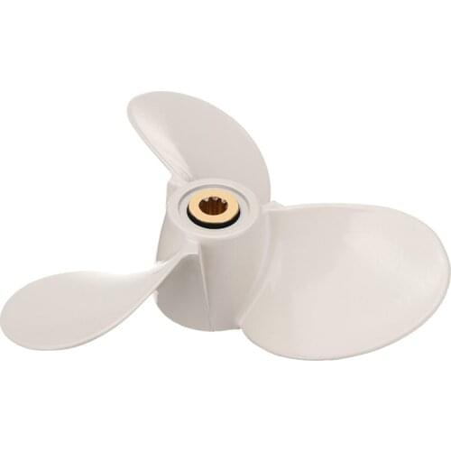 6E0-45941-01-El Aluminum Alloy Outboard Propeller 7 1/2X8-Ba For Yamaha Mariner 4-6Hp 3 Blades 9 Spline Tooth White R Rotation