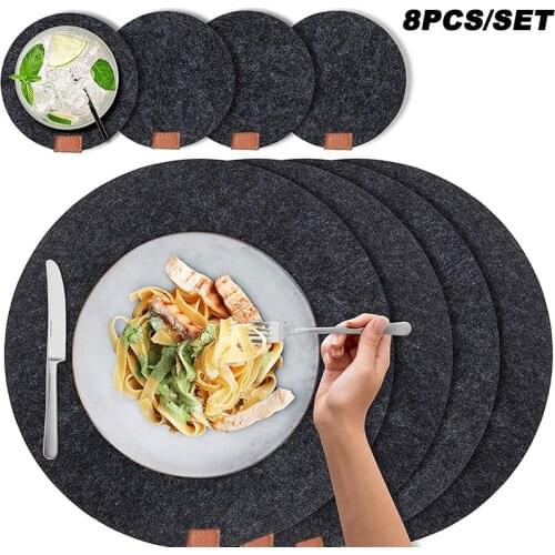 8Pcs Nordic Felt Placemats Anti-slip Table Mats Knife Fork Coasters Absorbent Insulation Pads Home Supplies