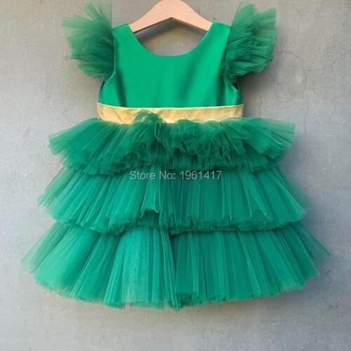 Little Flower Girls Dresses for Girls V back Satin Pageant Gowns Bow Baby Toddler Communion Dresses AG0128