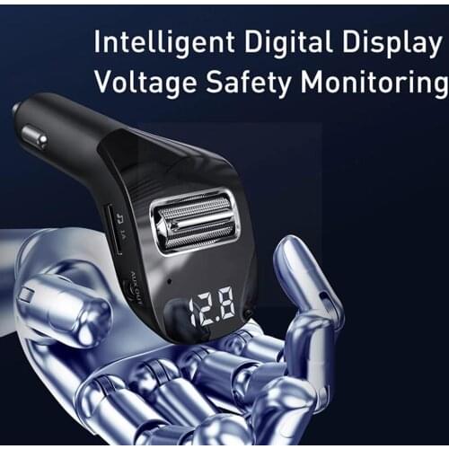 Car FM Transmitter Bluetooth 5.0 AUX Handsfree Wireless MP3 USB Car FM Dual Radio Charger Auto Modulator Player Car Kit M4A1