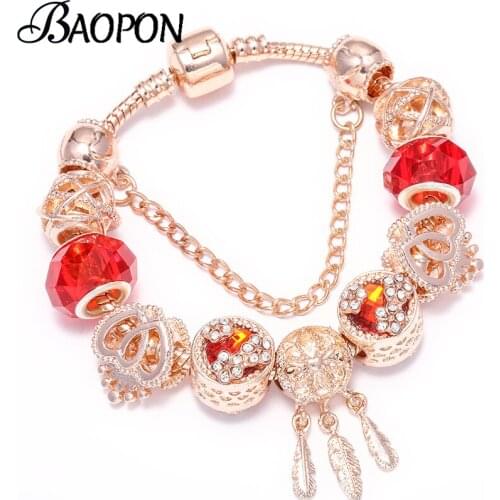 BAOPON European Style Charm Bracelets With Catching Love Network Beads Original Fine Bracelets For Women Couple Jewelry Gift