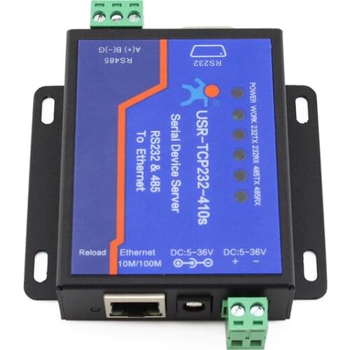 Free shipping Serial server USR-TCP232-410S serial device server RS232/485 to Ethernet bidirectional MODBUS RTU