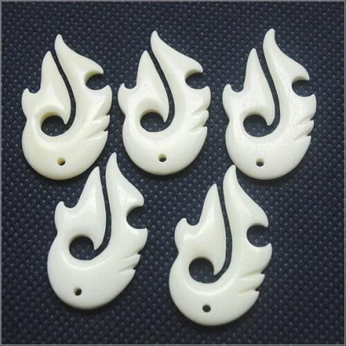 2pcs natural bone beads accessories carving bone powerful man items diy beads 35x18mm white colors jewelry findings