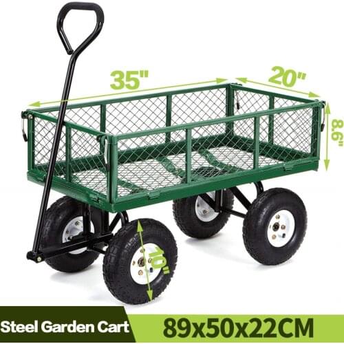Garden Carts Yard Dump Wagon Cart Lawn Utility Cart Outdoor Steel Heavy Duty Beach Lawn Yard Landscape
