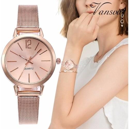 Women Rose Gold Mesh Belt Bracelet Watches Ladies Female Hour Casual Quartz Wristwatches Gift Clock Zegarek Damski