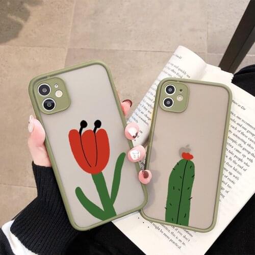 Flower Cactus Phone Case for iphone 6s 7 8 Plus SE 2020 for iphone X XS MAX XR 11 12 Pro Max Hard Back Matte Shockproof Cover