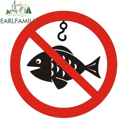 EARLFAMILY 13cm x 13cm for No Fishing Sign Funny Car Stickers VAN ScratchProof Decal Windshield Car Body Trunk Graffiti Graphics