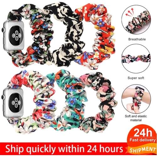 Scrunchie Elastic Watch resistance bands for Apple Watch strap Series 6 SE 5 4 3 2 1 38mm 40mm 42mm 44mm for iwatch Ladies band