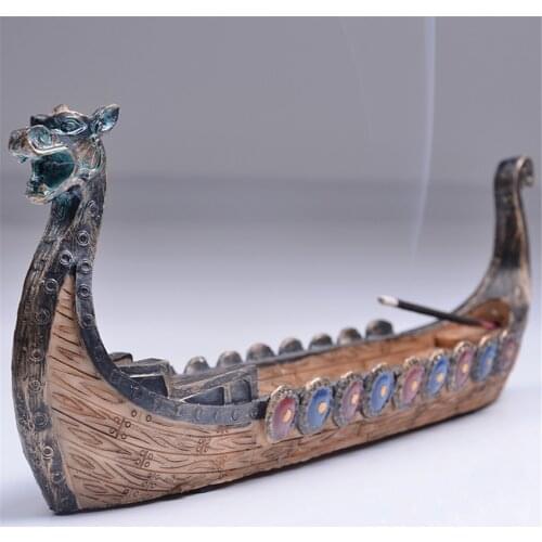 Retro Incense Burners Traditional Chinese Design Dragon Boat Incense Stick Holder Burner Hand Carved Carving Censer Ornaments