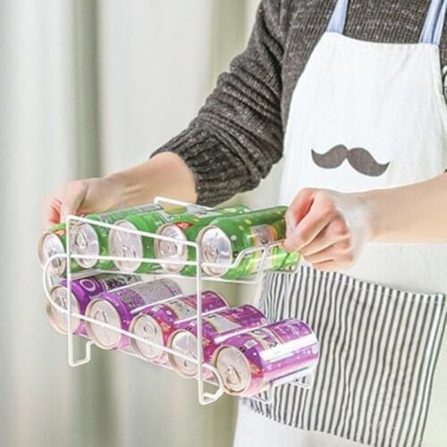Fridge Storage Iron Rack Kitchen Refrigerator Double-layer Canned Beverage Beer Storage Container Household Storage Accessories