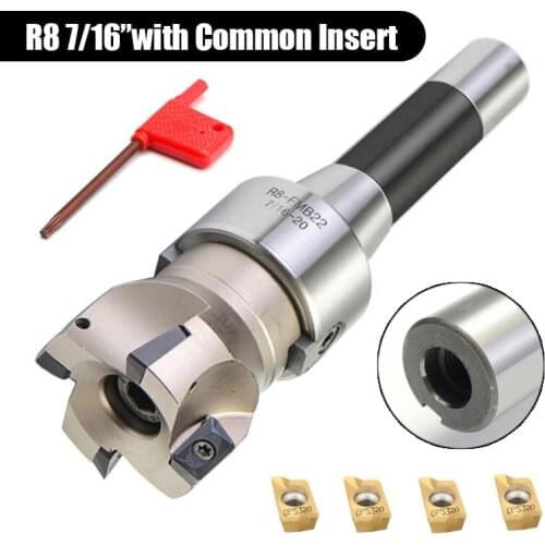 1Set 90 Degree R8 FMB22 Straight Shank Arbor Face End Mill Cutter 4pcs APMT1604 Carbide Inserts Turning Tool