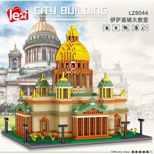 LZ8044 Isa Kiev Cathedral Miniature Diamond Particles Assembling Building Blocks Building Toy Model for Children Gifts