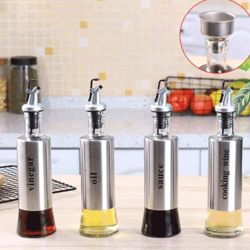 Kitchen Cooking Oil Bottle Sauce Seasoning Vinegar Pot Leak Proof Sealed Condiments Storage Bottle Jar Oil Dispenser With Funnel