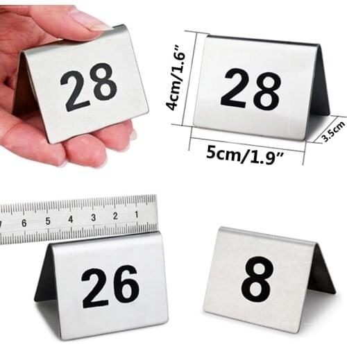 Hot 1- 25 Stainless Steel Table Numbers Durable Number Cards Small Table sign card Double-Sizes Restaurant Hotel Cafe Bar 5x4cm