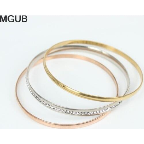 Fashion Bracelets & Bangles Wholesale (3pieces/set) For Women Gold color 316L Stainless Steel jewelry LH55